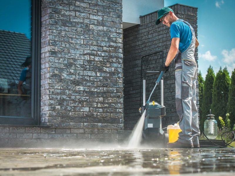 Outdoor cleaning using water pressure